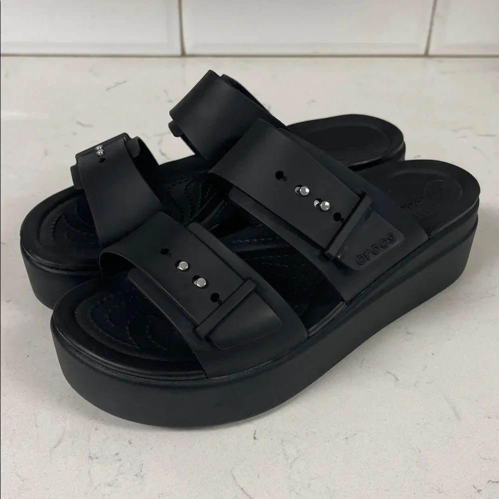 Crocs Brooklyn Buckle Platform Sandal 207431 Black Size 7